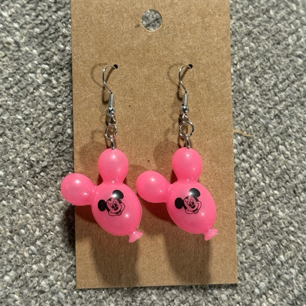 Pink Mickey Mouse Balloon Earrings